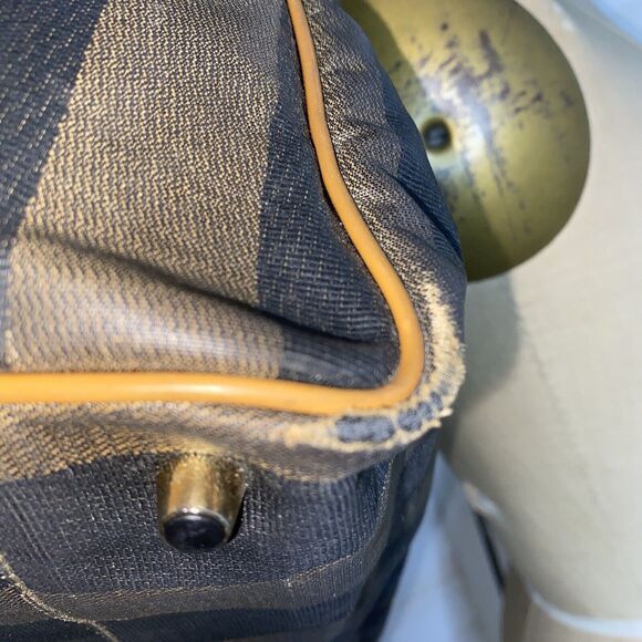 Vintage 80s Fendi Gorgeous Leather Stripe Handbag Purse - Picture 6 of 13